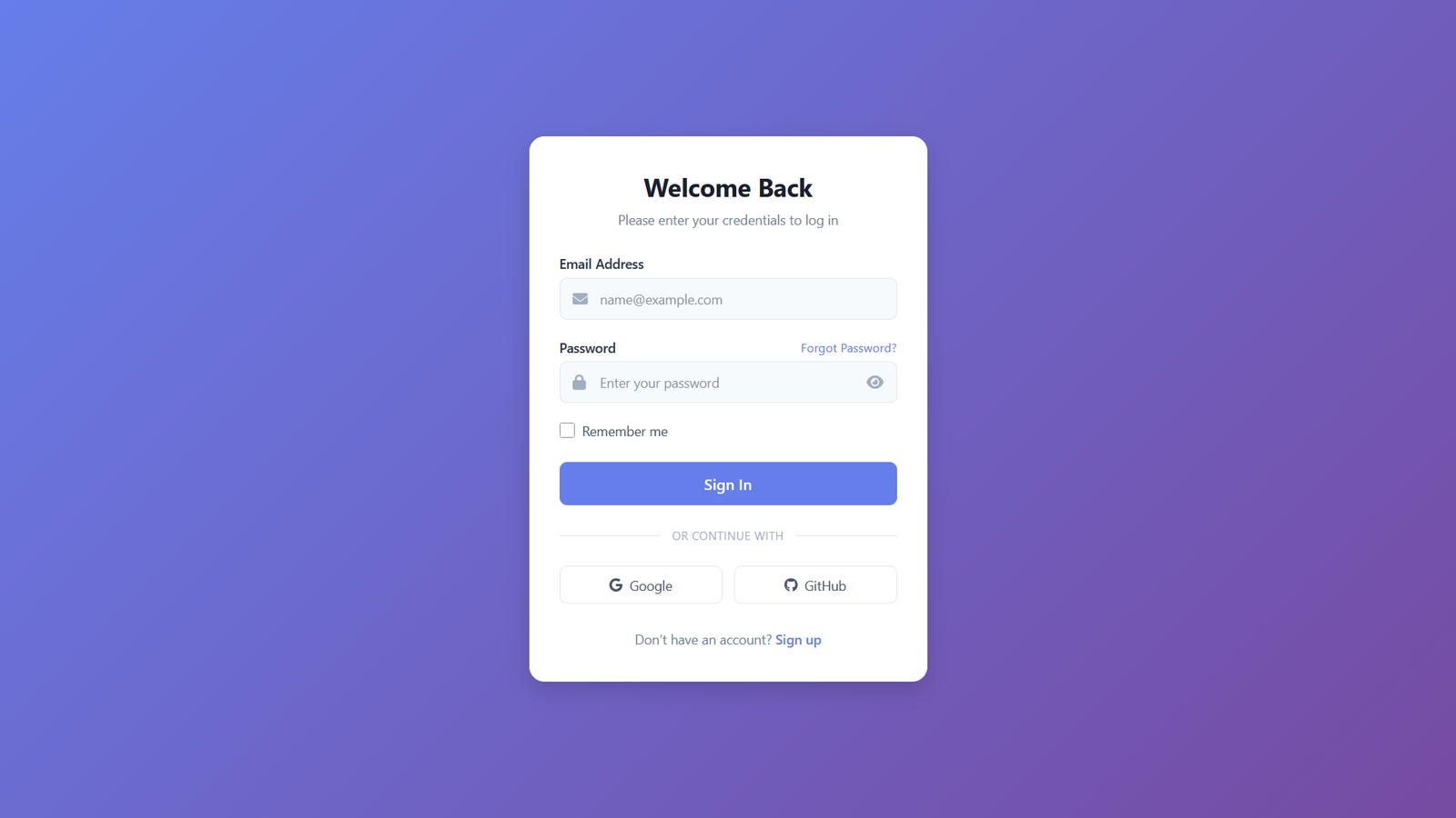 Simple Login Template - Modern HTML5 & CSS3 Login Page