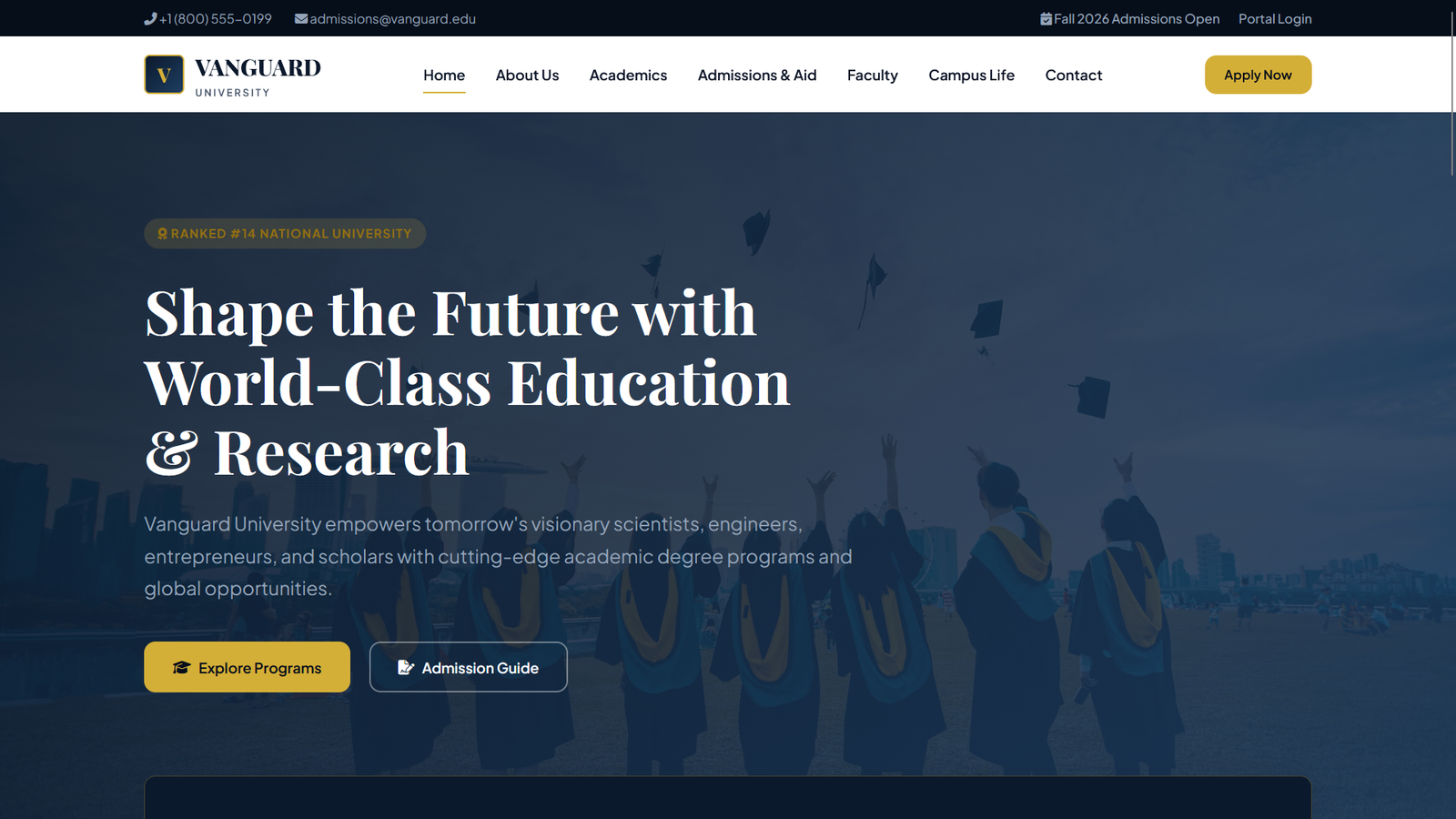 Vanguard — Modern University & Higher Education HTML5 Template