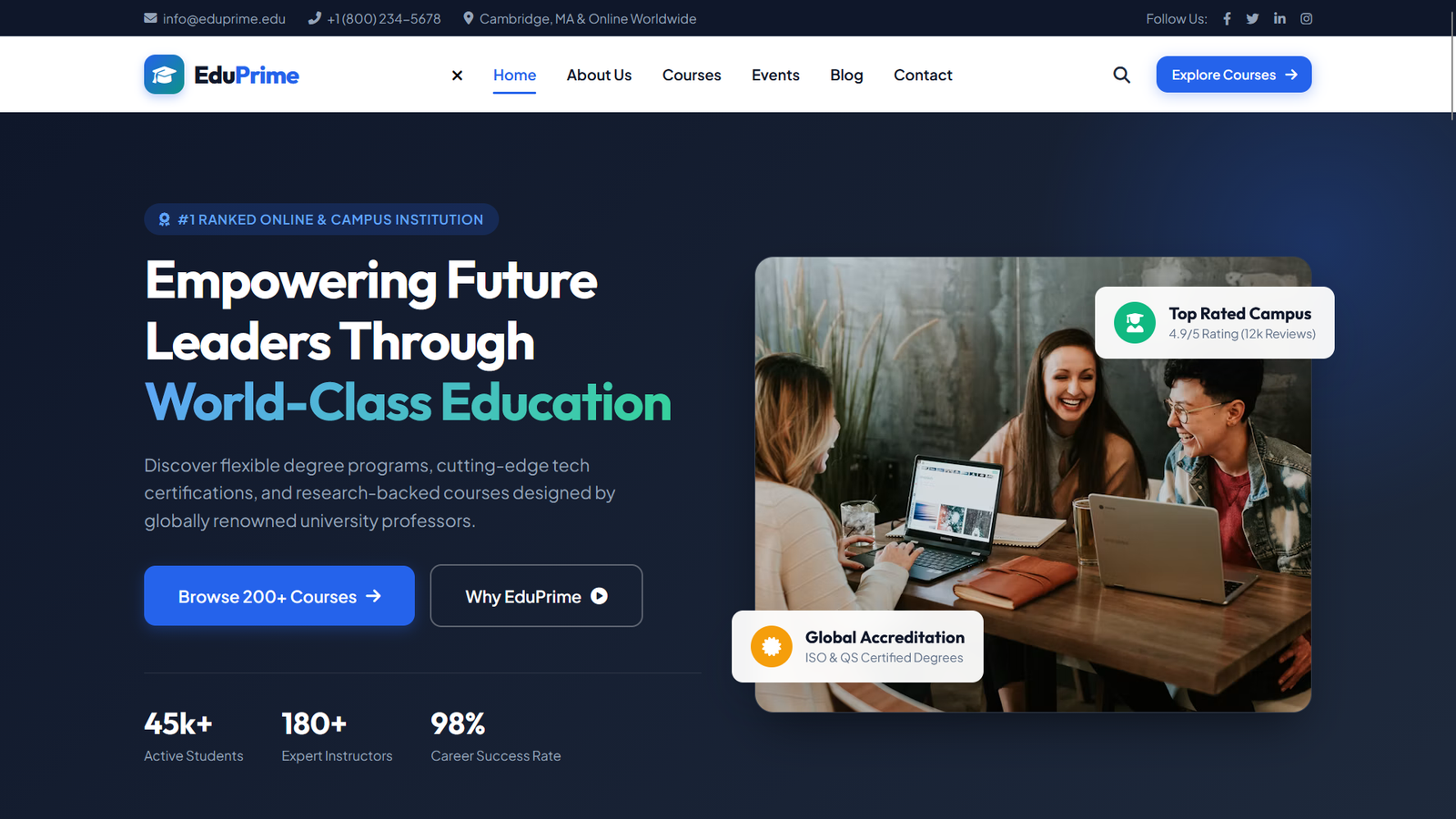 EduPrime – Premier Education, University & Online Course HTML5 Template