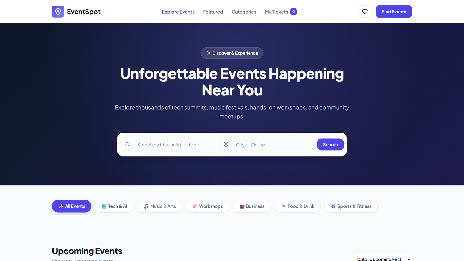 EventSpot — Modern Event Discovery & Ticket Booking HTML Template