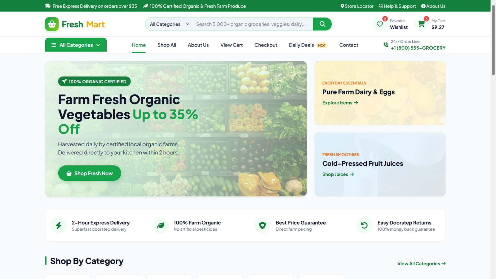 FreshMart – Organic Grocery & Supermarket HTML5 Website Template