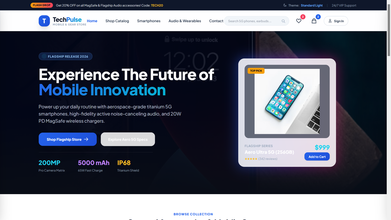 TechPulse – Ultimate Mobile & Accessory E-Commerce HTML5 Template (Standard + Dark Mode)