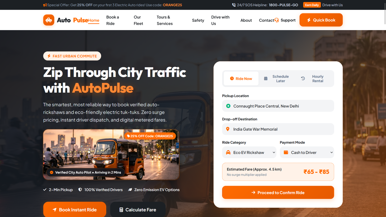 AutoPulse – Auto Rickshaw & Tuk-Tuk Ride Booking HTML5 Template