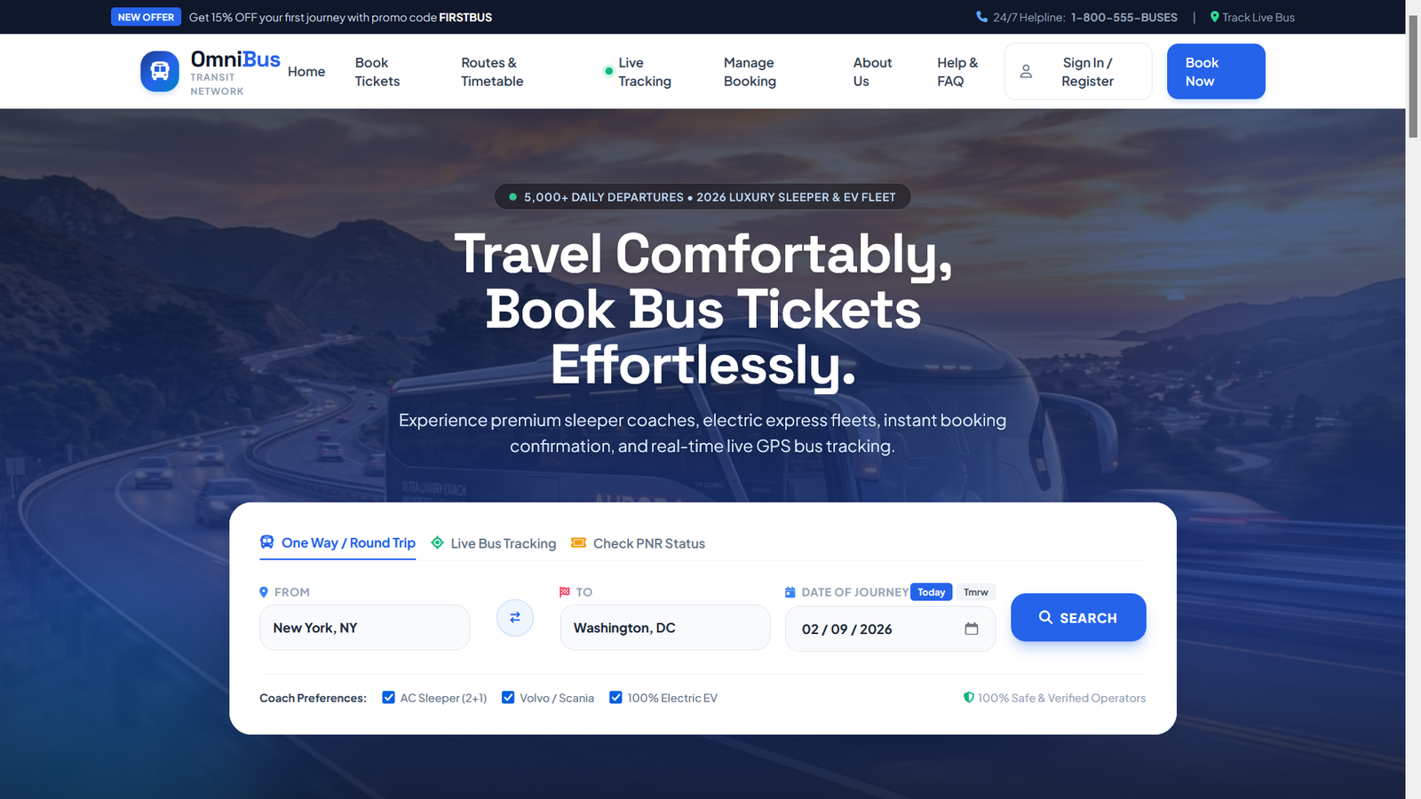 OmniBus – Modern Bus Ticket Booking & Live GPS Fleet Transit HTML5 Template