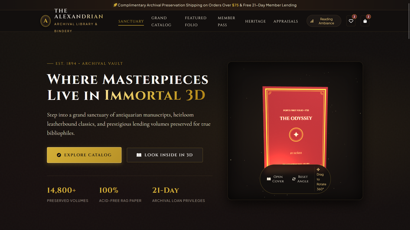 Alexandrian – Luxury 3D Book & Library eCommerce HTML5 Template